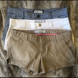 Abercrombie & Fitch Blue, White, and Tan Shorts Bundle